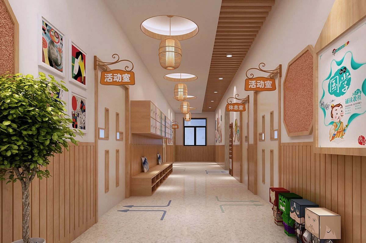 新中式風(fēng)格幼兒園裝修設(shè)計(jì)效果圖